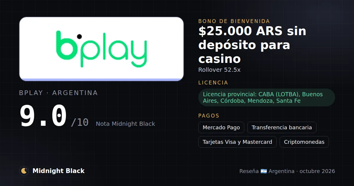 bplay en Argentina: bono, licencia y métodos de pago (resumen Midnight Black, 15/10/2026)