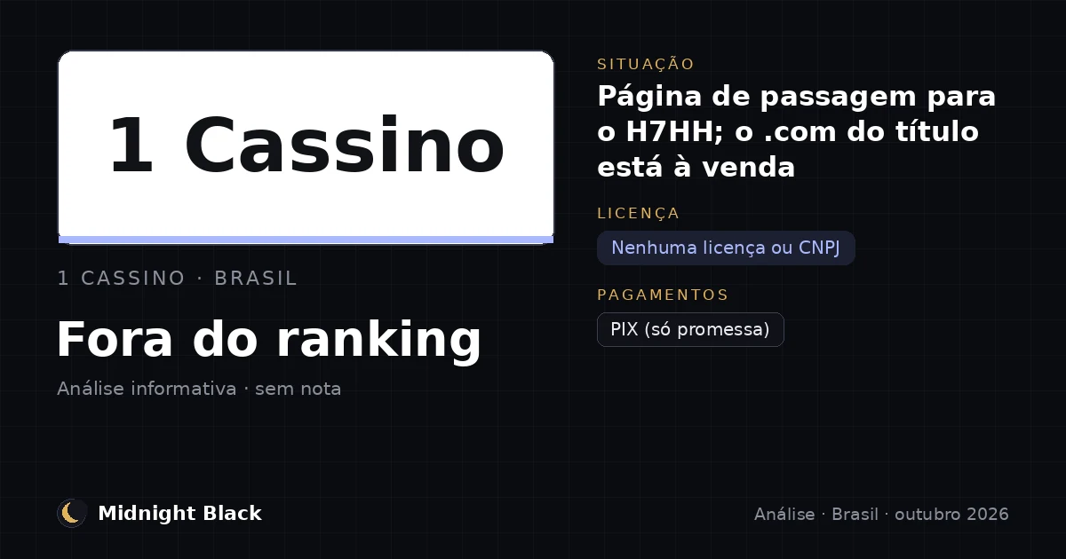 1 Cassino no Brasil: situação, licença e destino dos botões (resumo Midnight Black, outubro de 2026)