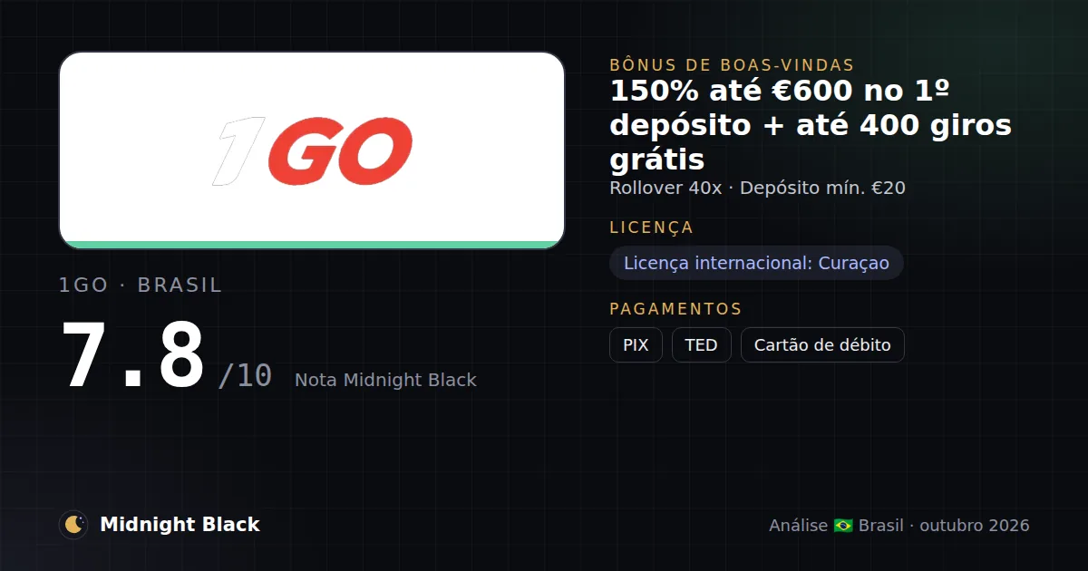 1GO no Brasil: promoção, licença e pagamentos (resumo Midnight Black, 22/10/2026)
