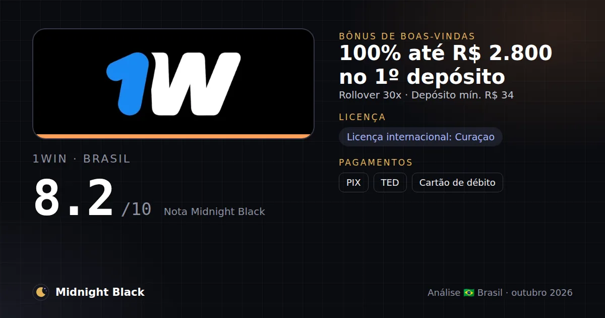 1win no Brasil: promoção, licença e pagamentos (resumo Midnight Black, 15/10/2026)