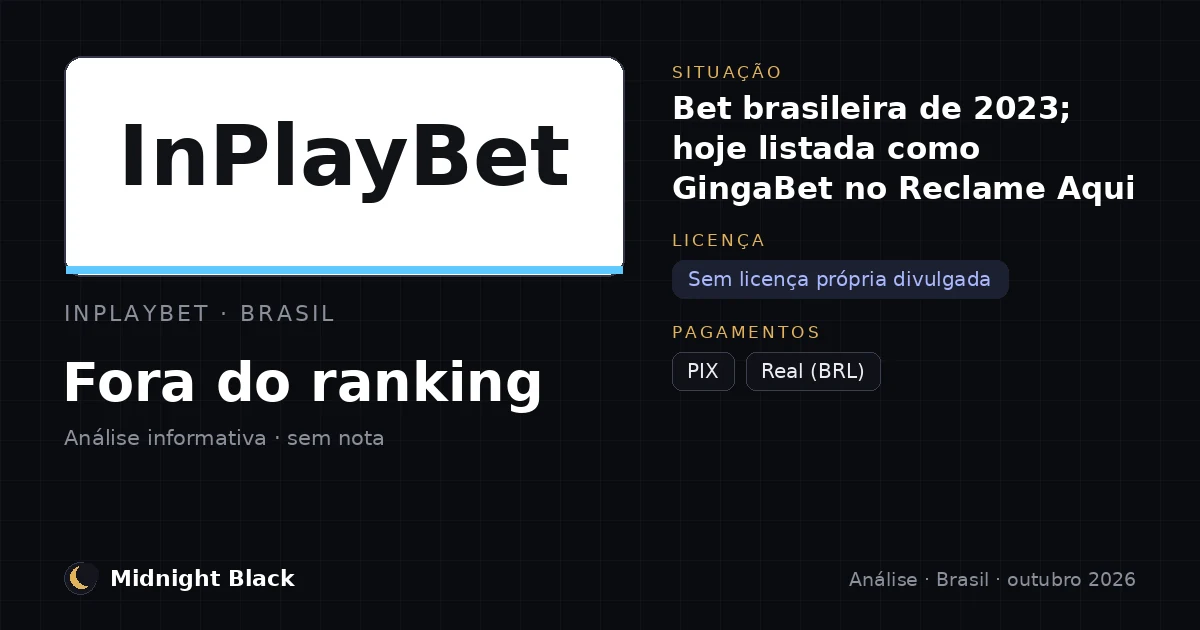 InplayBet no Brasil: situação, reputação e pagamentos (resumo Midnight Black, outubro de 2026)