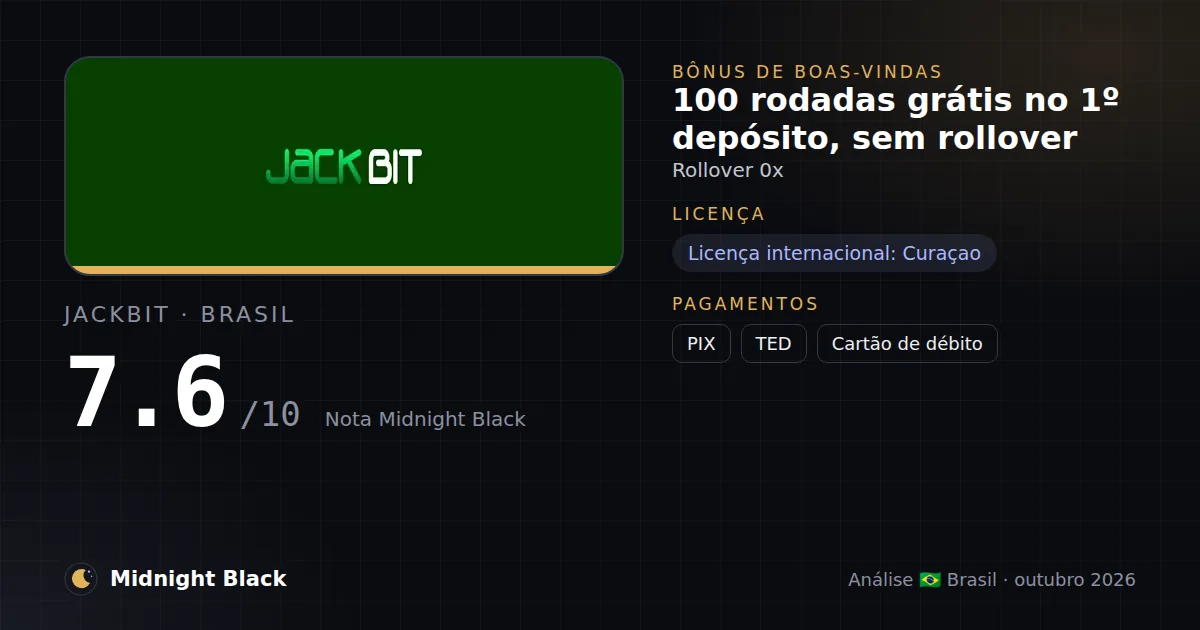 JackBit no Brasil: promoção, licença e pagamentos (resumo Midnight Black, 21/10/2026)