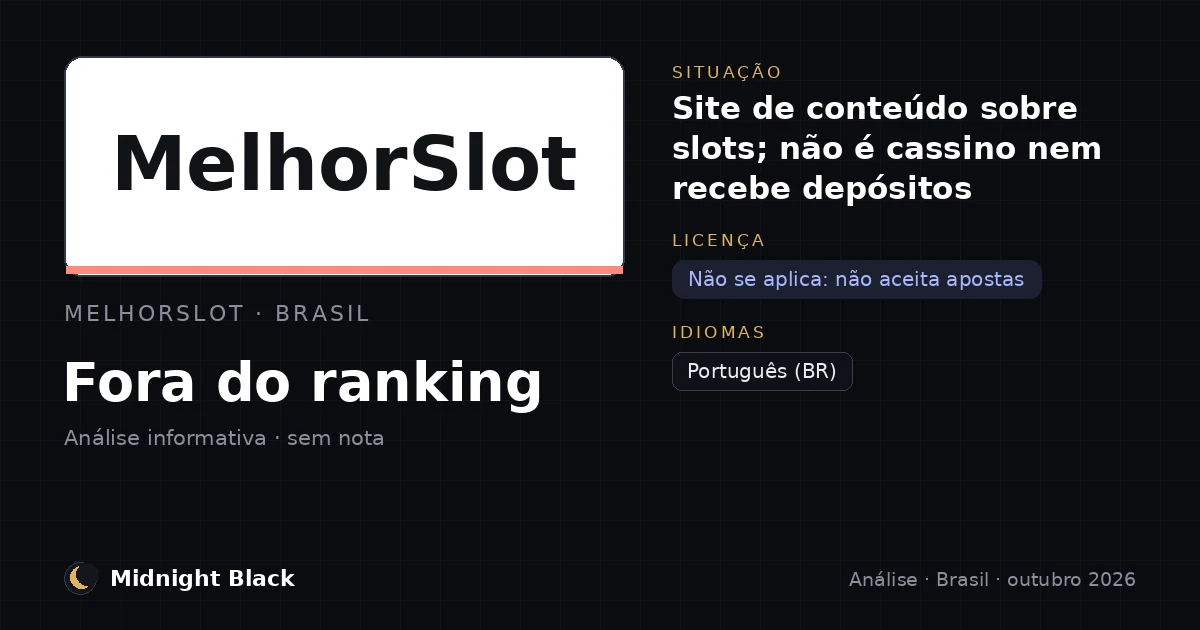 MelhorSlot no Brasil: tipo de site, responsável e idioma (resumo Midnight Black, 21 de outubro de 2026)