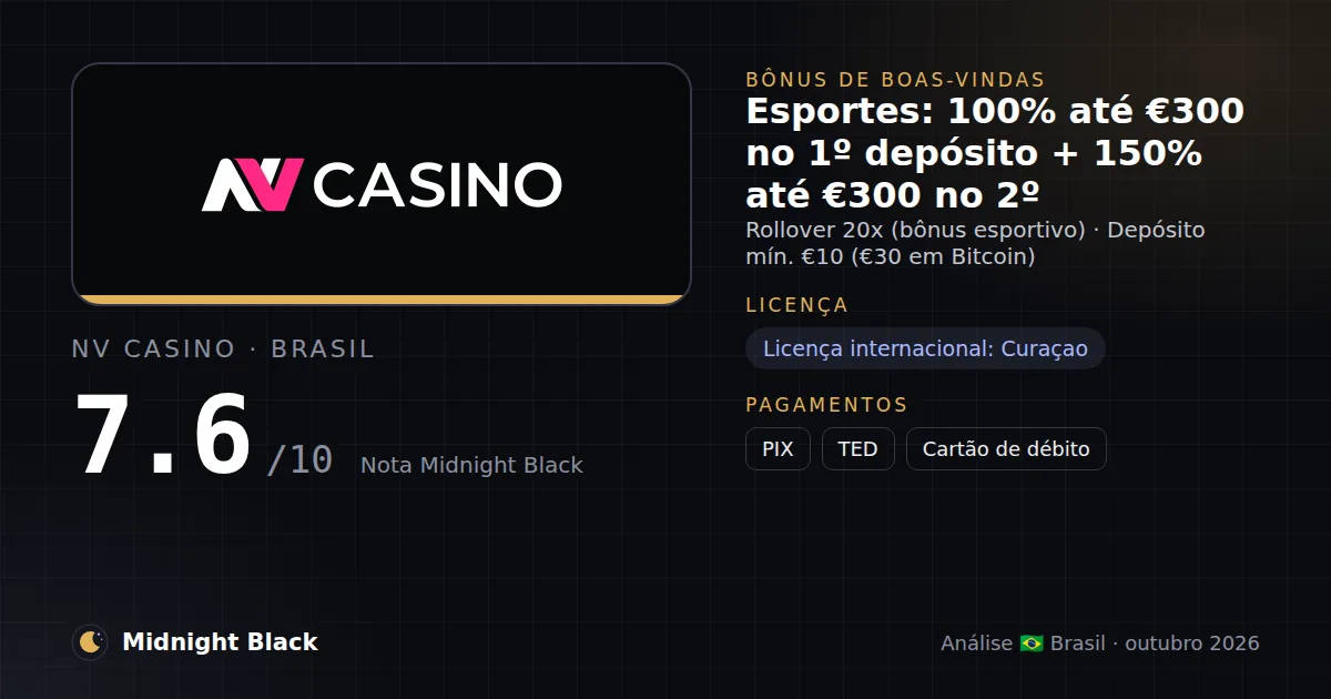 NV Casino no Brasil: promoção, licença e pagamentos (resumo Midnight Black, 21/10/2026)