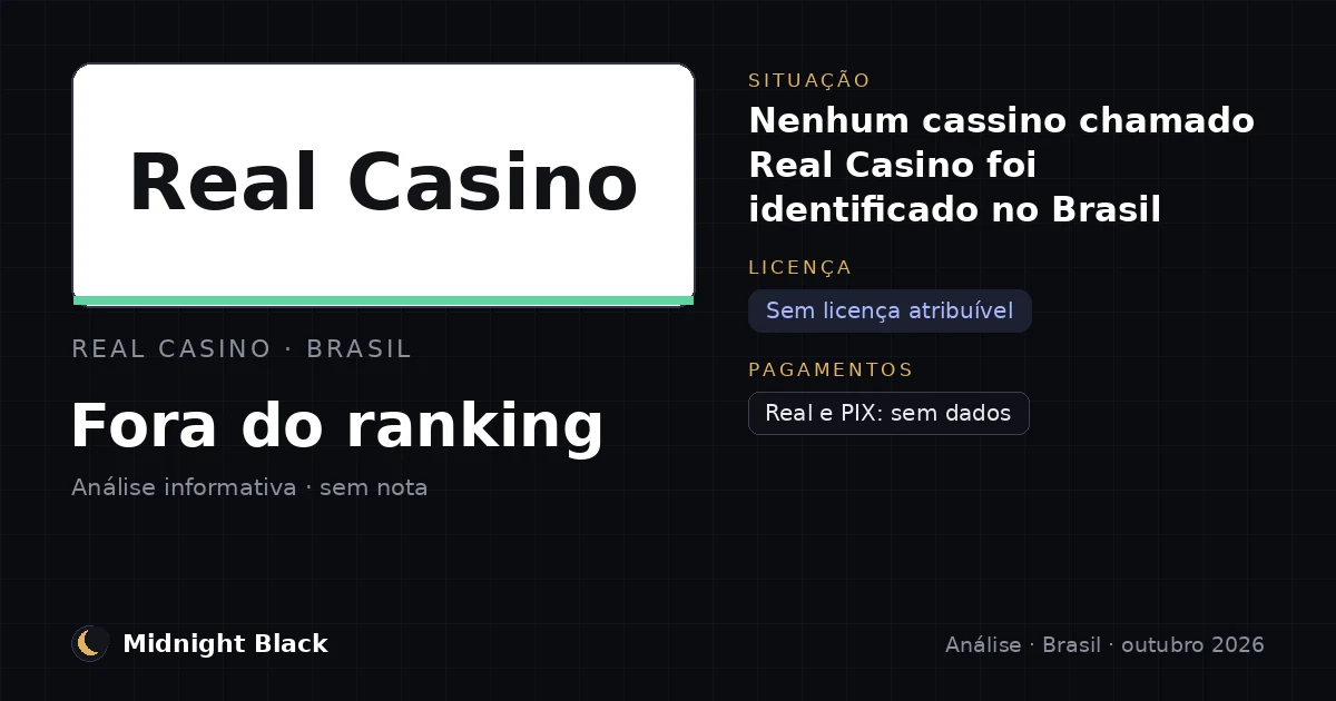 Real Casino no Brasil: situação, licença e pagamentos (resumo Midnight Black, 21 de outubro de 2026)