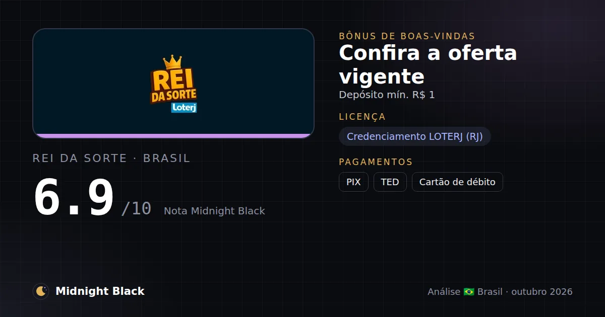 Rei da Sorte no Brasil: promoção, licença e pagamentos (resumo Midnight Black, 23/10/2026)