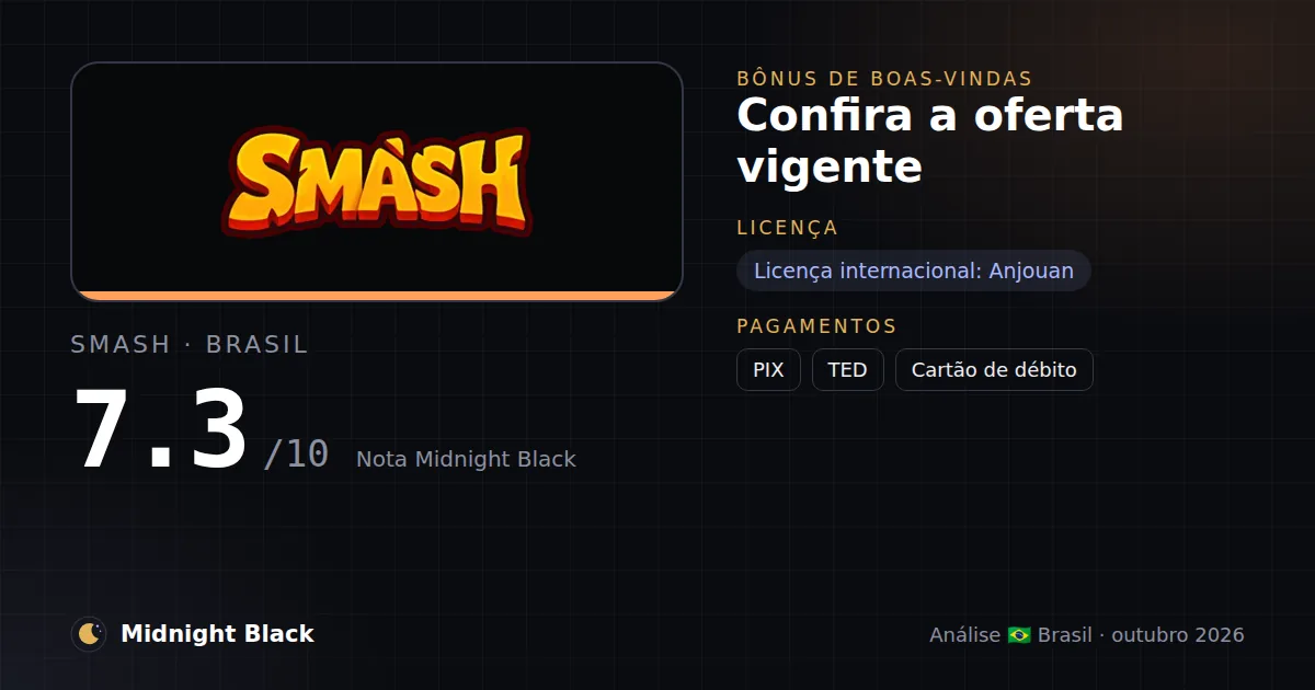 Smash no Brasil: promoção, licença e pagamentos (resumo Midnight Black, 22/10/2026)