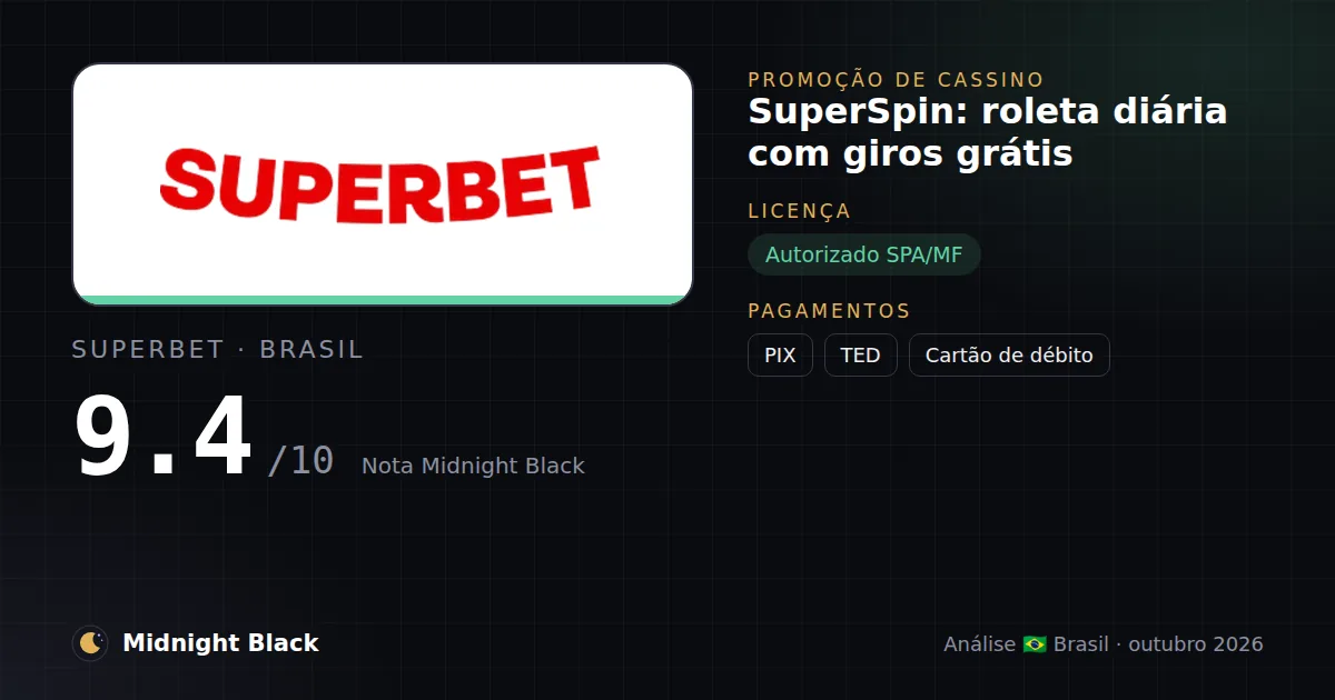 Superbet no Brasil: promoção, licença e pagamentos (resumo Midnight Black, 15/10/2026)