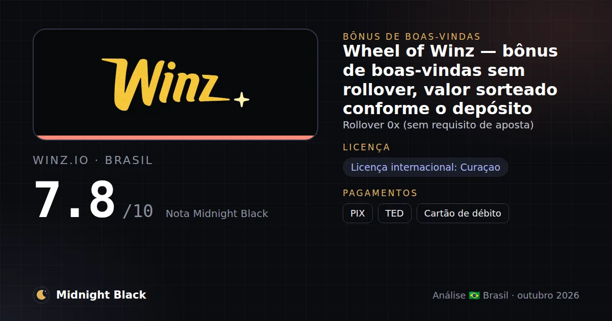 Winz.io no Brasil: promoção, licença e pagamentos (resumo Midnight Black, 21/10/2026)