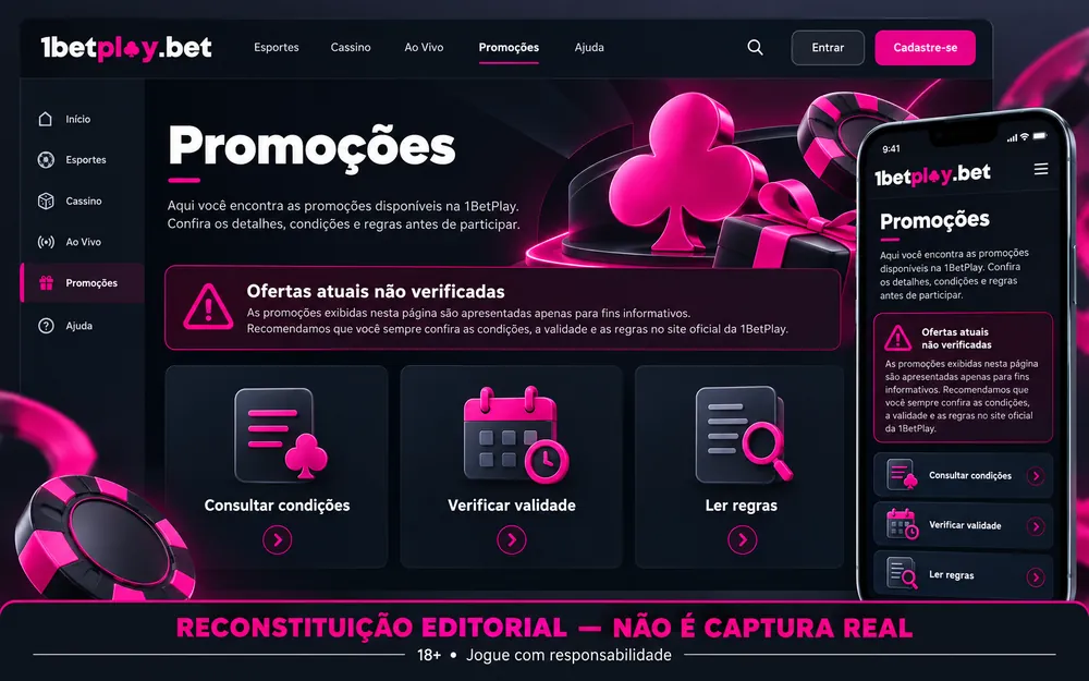 Reconstrução por IA de uma página de promoções com aviso de ofertas não verificadas