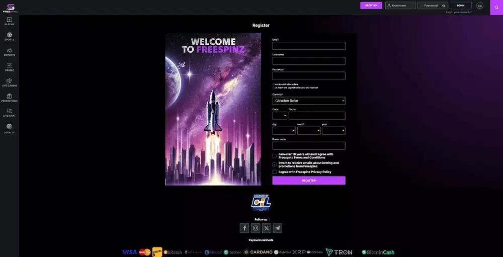 1xCasino: captura do site (desktop)