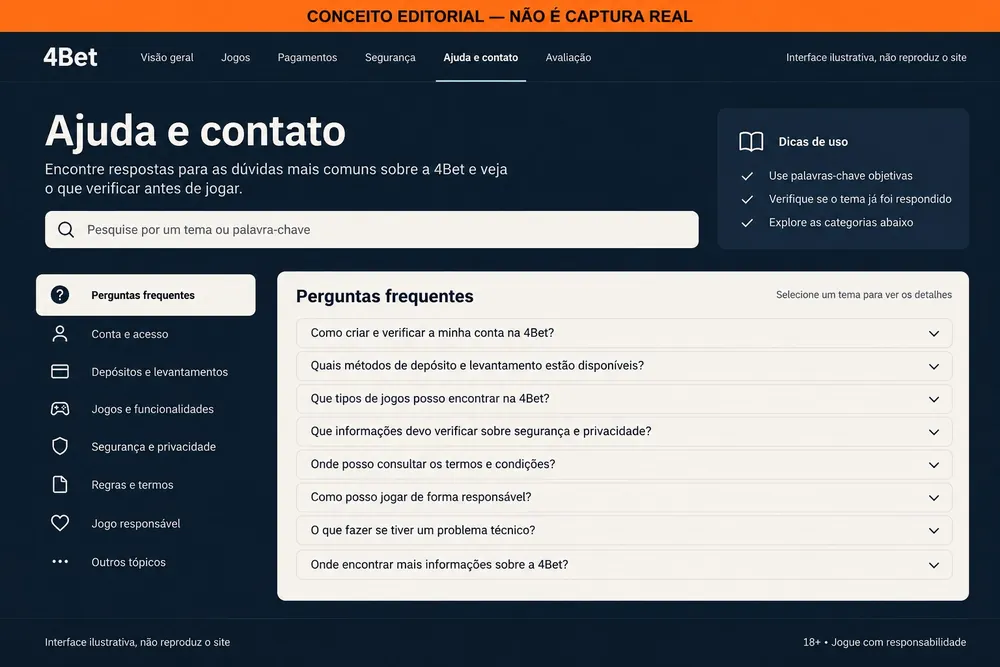 Ilustração conceitual de uma central de ajuda com perguntas frequentes