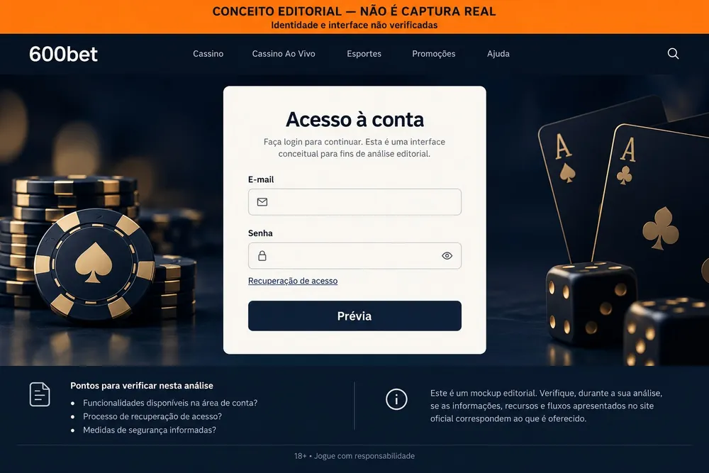 Caixa conceitual de login com campos vazios de e-mail e senha — 600bet, imagem conceitual
