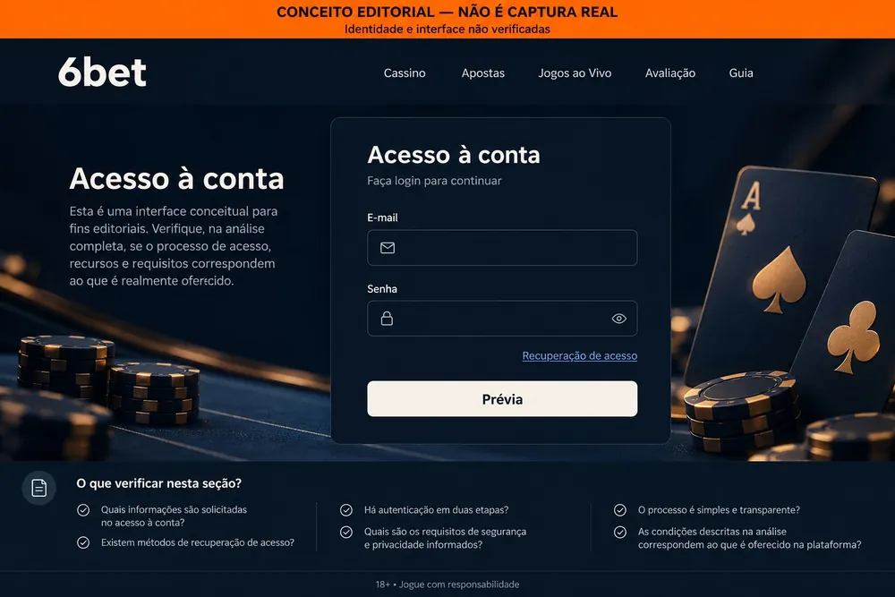 Conceito editorial de uma tela de acesso à conta com e-mail e senha