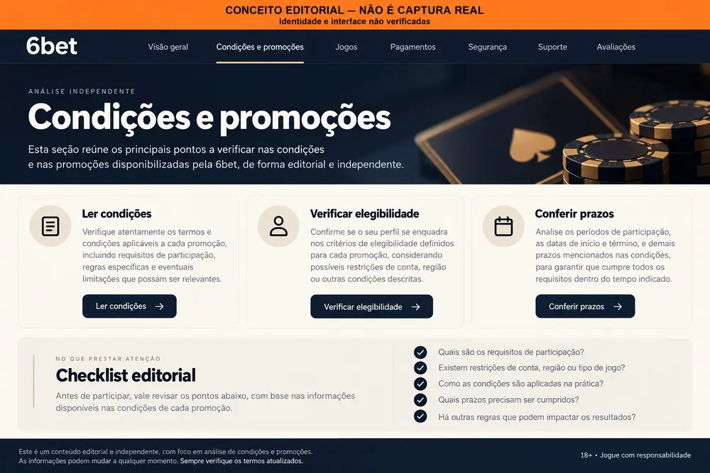 Conceito editorial de uma página de condições e promoções com checklist
