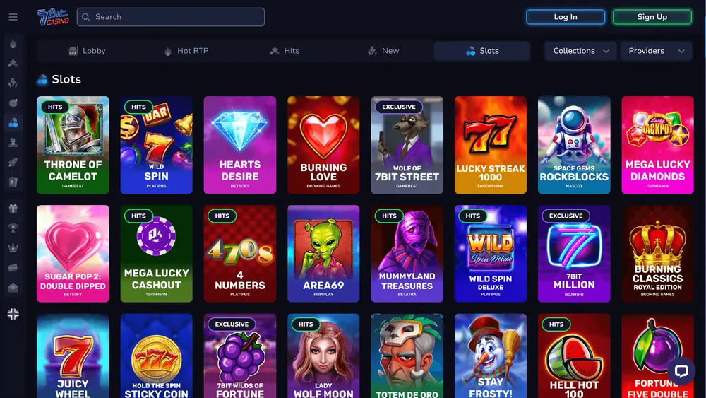 Catálogo de jogos de 7Bit Casino (desktop)