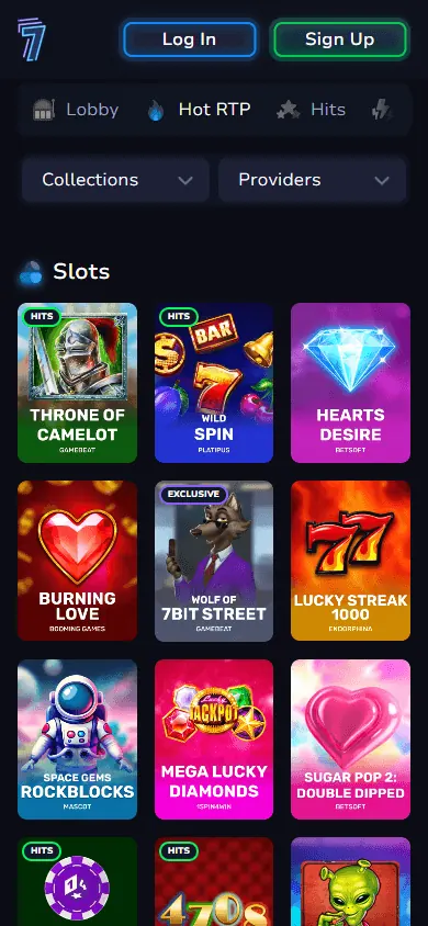 Catálogo de jogos de 7Bit Casino (celular)