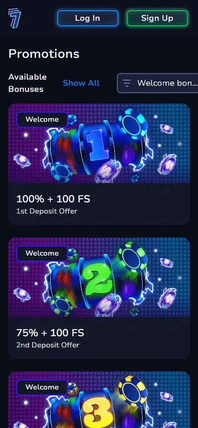 Promoções de 7Bit Casino (celular)