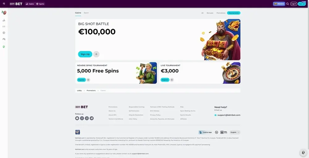 BDMBet: captura do site (desktop)