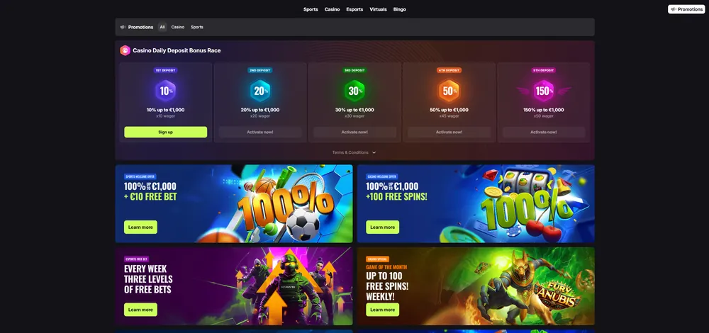 Betmaster: captura del sitio (escritorio)