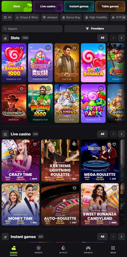Betmaster: captura del sitio (móvil)
