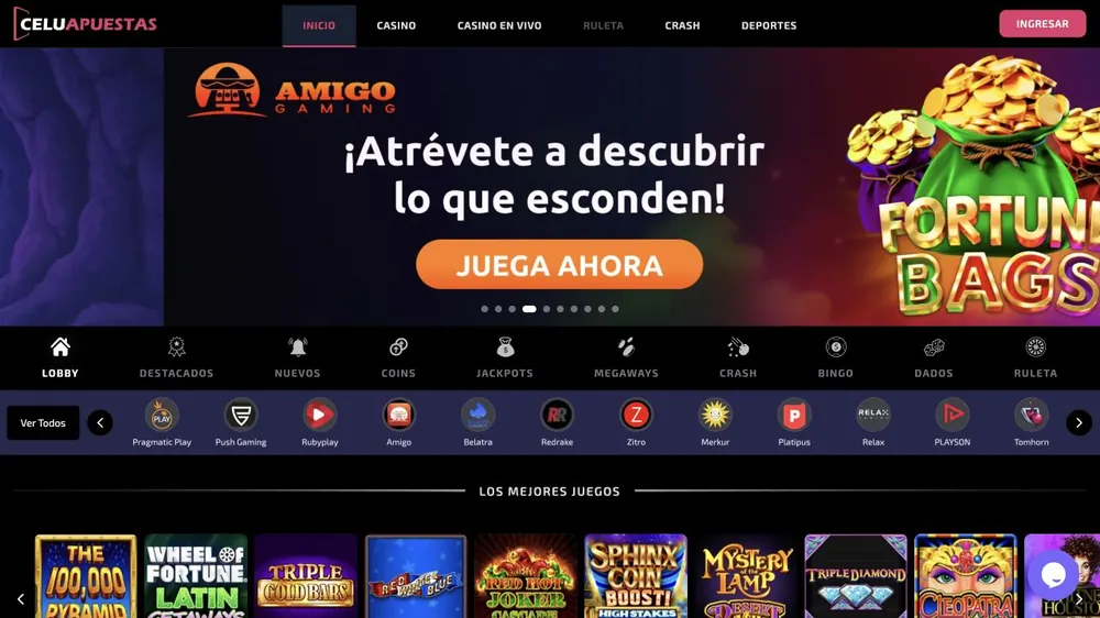 CeluApuestas: captura del sitio (escritorio)