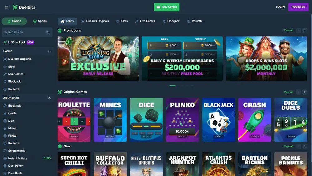 Catálogo de juegos de Duelbits (escritorio)