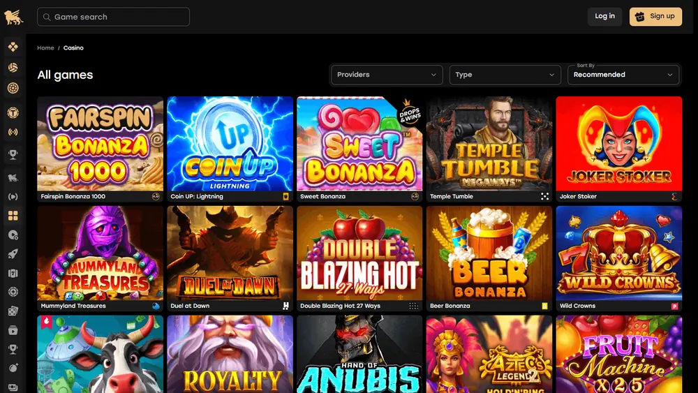 Catálogo de juegos de FairSpin (escritorio)