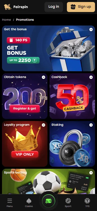 Promociones de FairSpin (móvil)