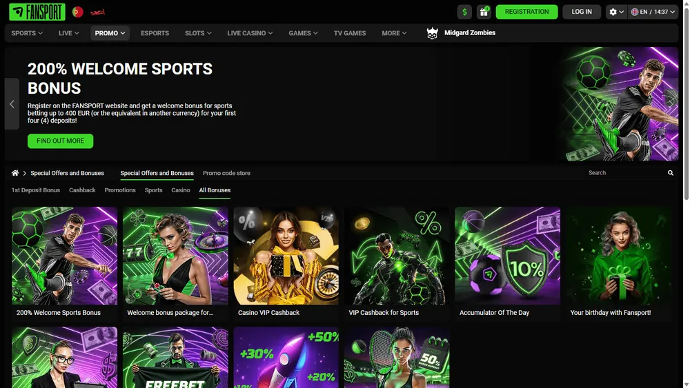 Promoções de Fan Sport (desktop)