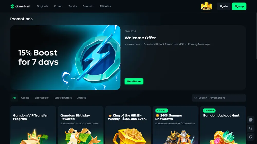 Promociones de Gamdom (escritorio)