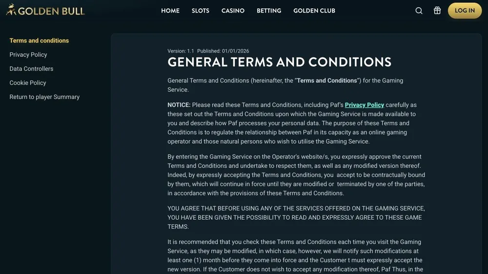 Termos e condições gerais de goldenbull.es, versão 1.1