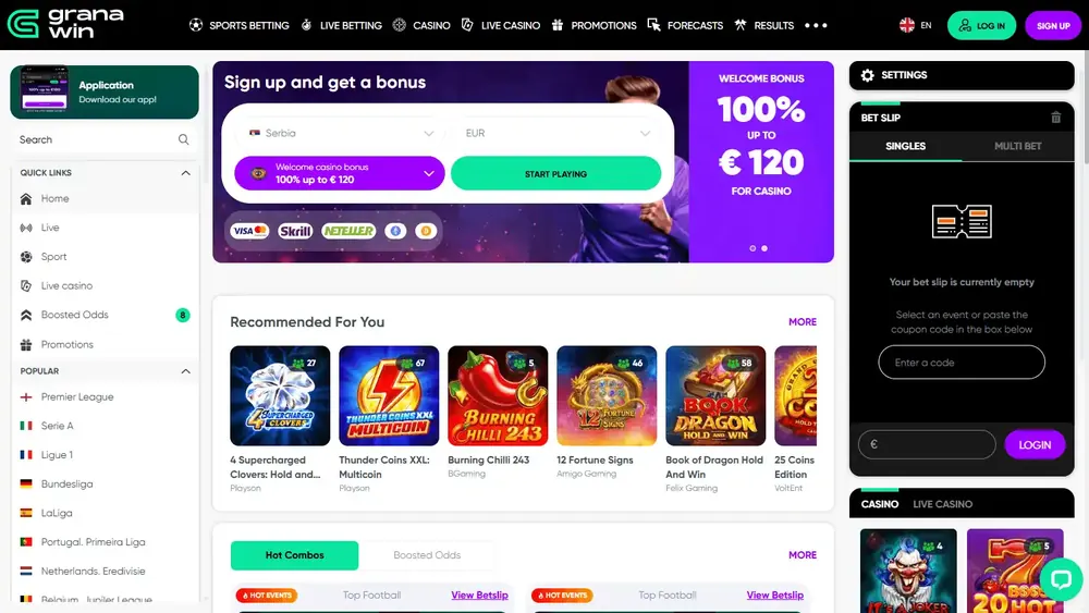Página inicial de GranaWin (desktop)