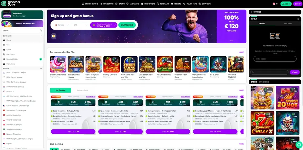 GranaWin: captura do site (desktop)