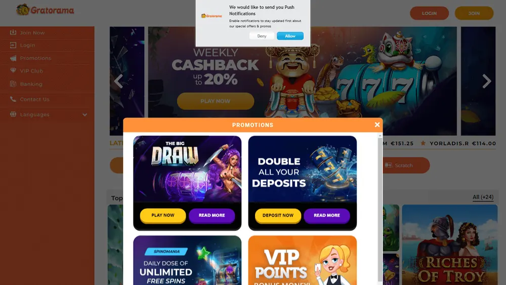 Promociones de Gratorama (escritorio)
