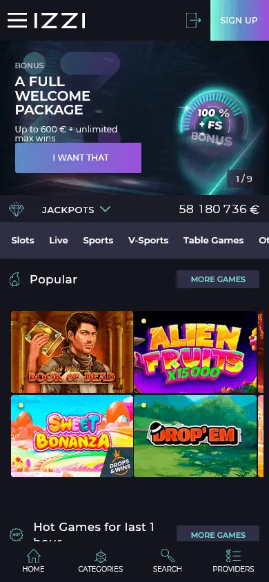 Catálogo de juegos de Izzi Casino (móvil)