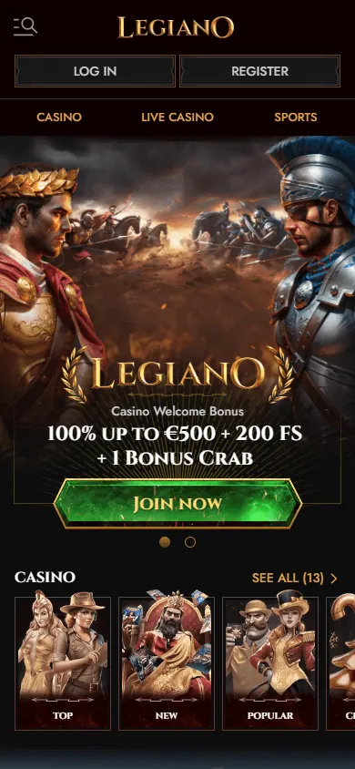 Página principal de Legiano (móvil)