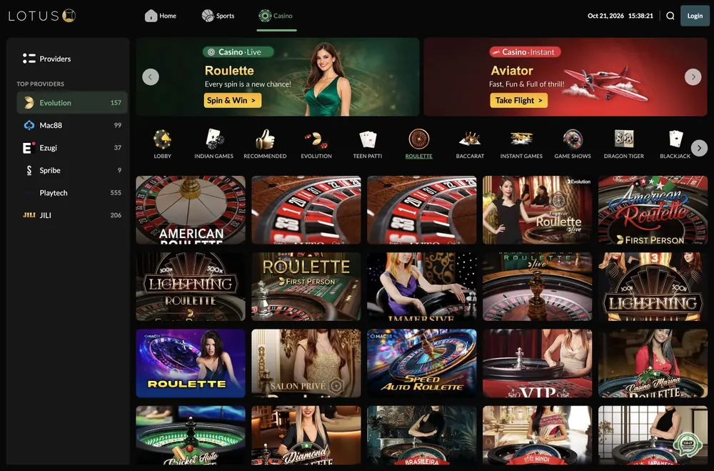 LotusBet: captura do site (desktop)