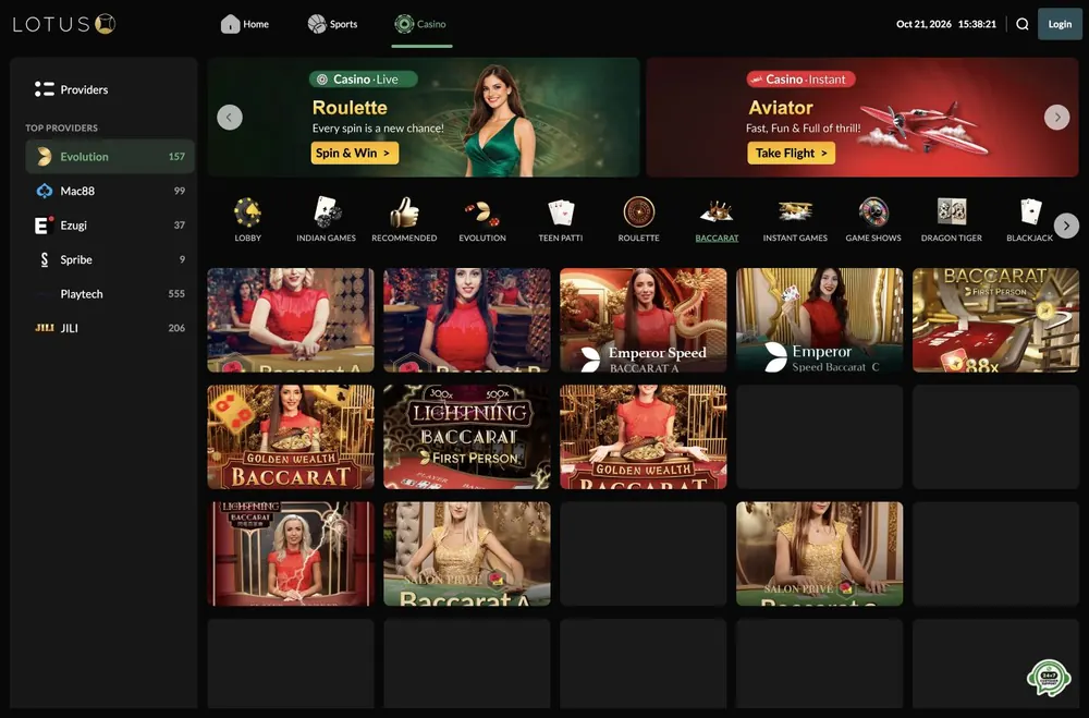 LotusBet: captura do site (desktop)