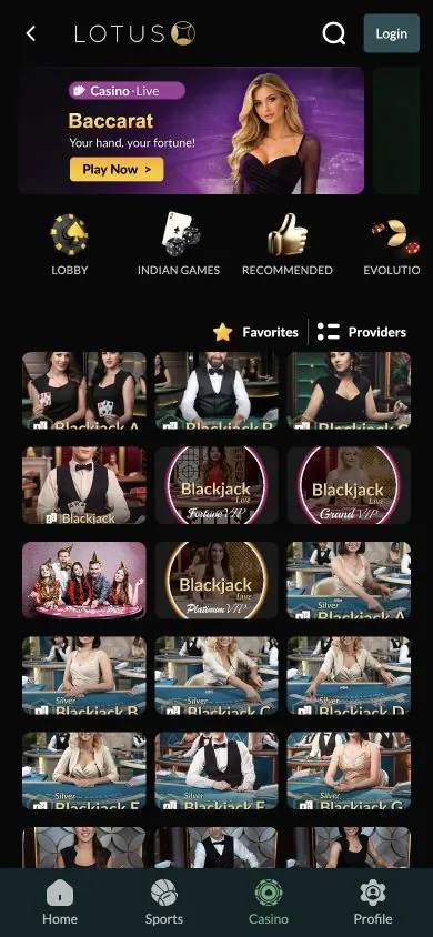 LotusBet: captura do site (celular)