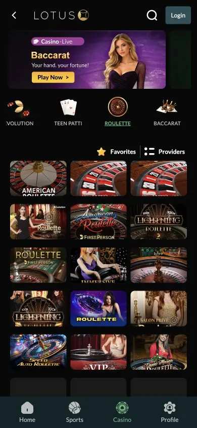 LotusBet: captura do site (celular)