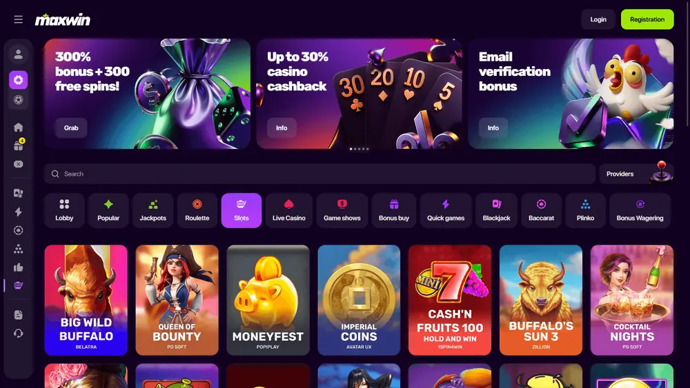 Catálogo de juegos de Maxwin Casino (escritorio)