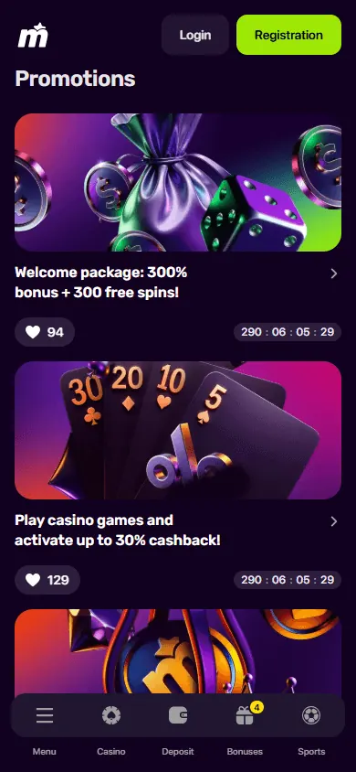 Promociones de Maxwin Casino (móvil)