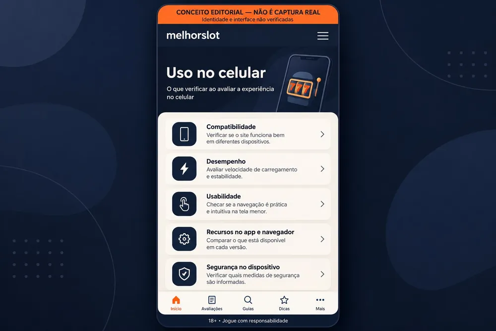 Celular conceitual com menu de compatibilidade e desempenho com o nome melhorslot
