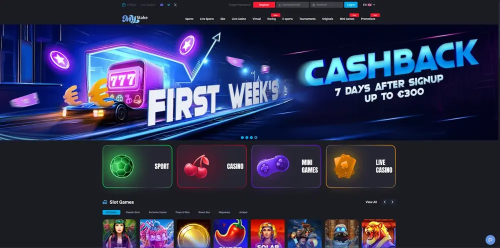 MyStake: captura do site (desktop)