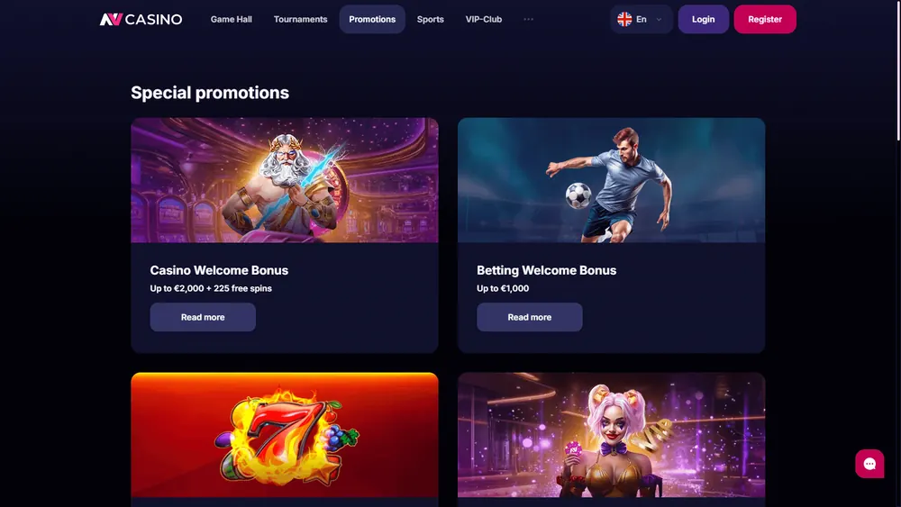 Promociones de NV Casino (escritorio)