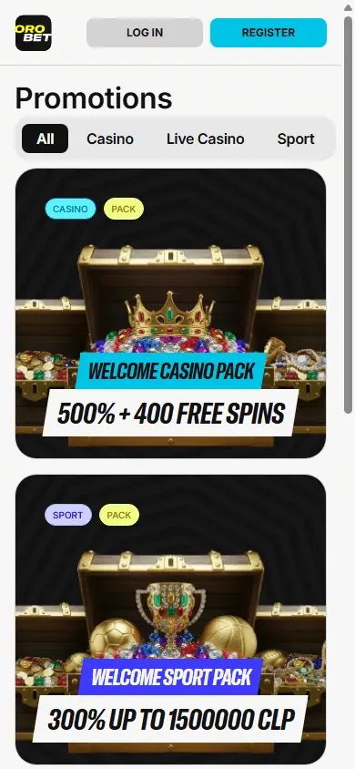Promociones de Orobet (móvil)