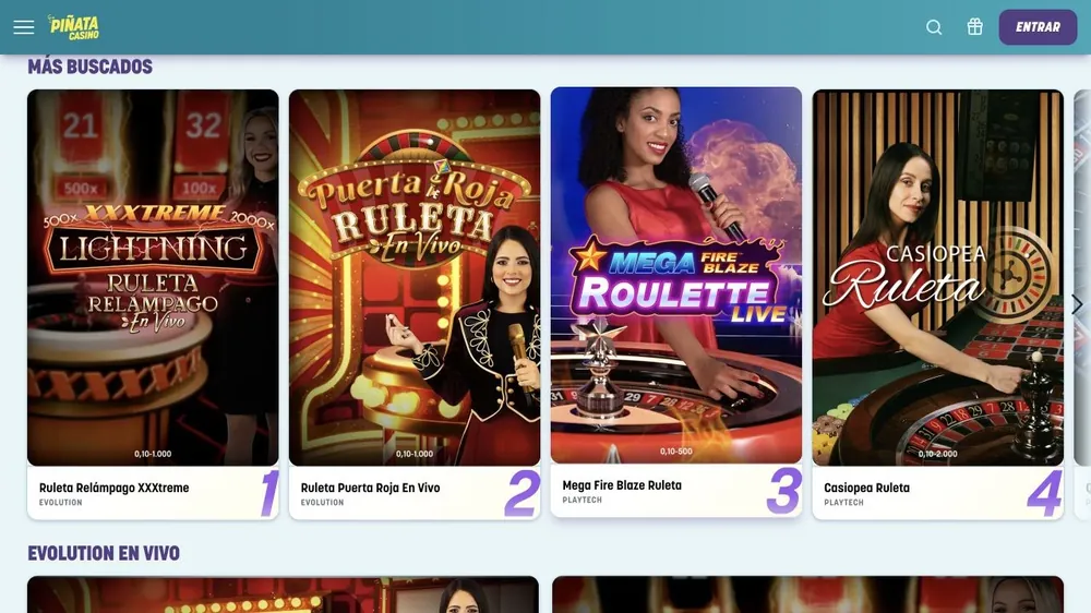 Roletas ao vivo de pinatacasino.es, como Ruleta Relámpago XXXtreme