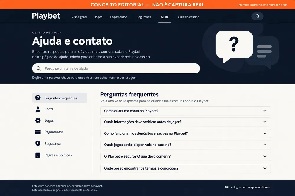 Ilustração conceitual de uma central de ajuda com perguntas frequentes