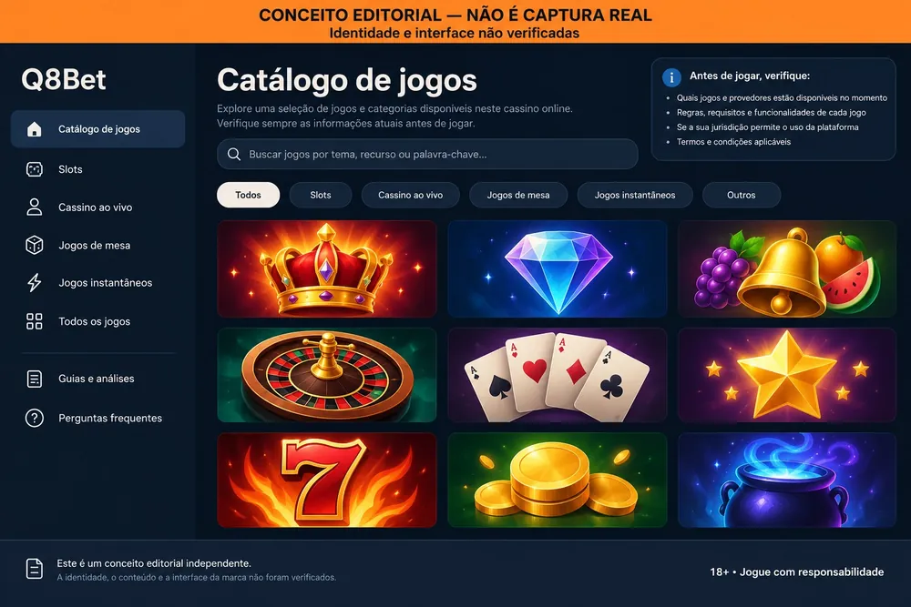 Conceito de catálogo com ícones de slots em grade